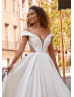 Classic Ivory Satin Cutouts Box-pleated Wedding Dress